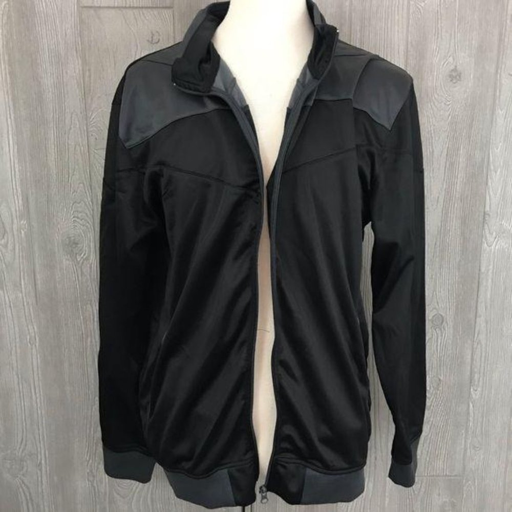 Max exchange men’s full zip up black long sleeve sweatshirt sports jacket XL